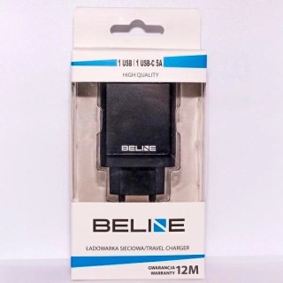 Ładowarka sieciowa Beline 1xUSB i 1xUSB-C 5A 18W czarny/black (only head)