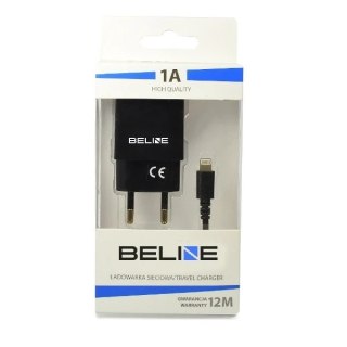 Ładowarka sieciowa Beline 1xUSB + lightning 1A czarna/black iPhone 5/6/7/8/X