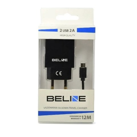 Ładowarka sieciowa Beline 2x USB + microUSB 2A czarna/black