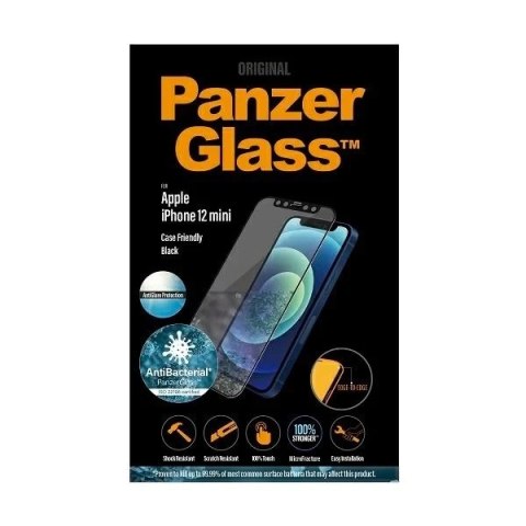 Szkło PanzerGlass E2E Anti-Glare do iPhone 12 Mini Case Friendly AntiBacterial Anti-Glare czarny/black