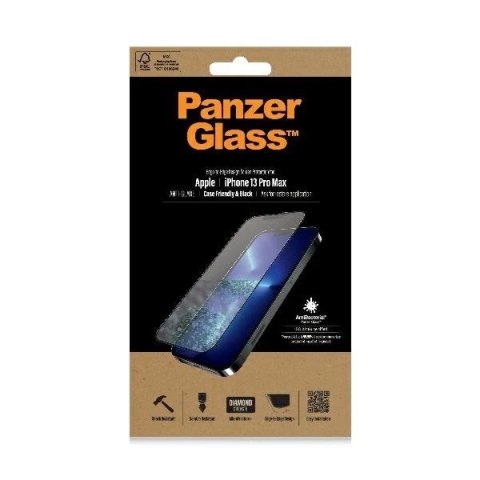 Szkło PanzerGlass E2E Anti-Glare do iPhone 13 Pro Max 6,7" Case Friendly AntiBacterial MicroFracture czarny/black Pro2755