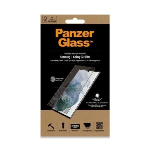 Szkło PanzerGlass E2E Microfracture do Samsung S22 Ultra G908 Case Friendly AntiBacterial czarny/black 7295