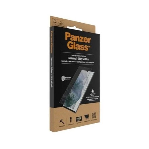 Szkło PanzerGlass E2E Microfracture do Samsung S22 Ultra G908 Case Friendly AntiBacterial czarny/black 7295