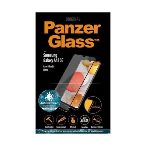 Szkło hartowane PanzerGlass E2E Super+ do Samsung Galaxy A42 5G A426 Case Friendly AntiBacterial czarny/black