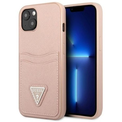 Etui Guess GUHCP13MPSATPP do Apple iPhone 13 6,1" różowy/pink hardcase SaffianoTriangle Logo Cardslot