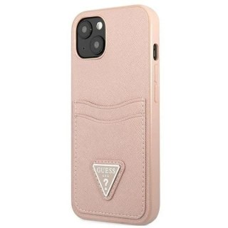Etui Guess GUHCP13MPSATPP do Apple iPhone 13 6,1" różowy/pink hardcase SaffianoTriangle Logo Cardslot