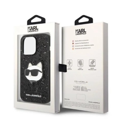 Etui Karl Lagerfeld KLHCP14XG2CPK do iPhone 14 Pro Max 6,7" hardcase Glitter Choupette Patch czarny/black