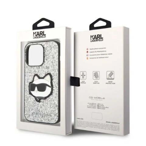 Etui Karl Lagerfeld KLHCP14XG2CPS do iPhone 14 Pro Max 6,7" hardcase Glitter Choupette Patch srebrny/silver