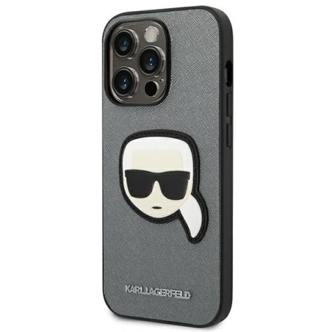 Etui Karl Lagerfeld KLHCP14XSAPKHG do iPhone 14 Pro Max 6,7' hardcase Saffiano Karl`s Head Patch srebrny/silver