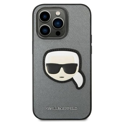 Etui Karl Lagerfeld KLHCP14XSAPKHG do iPhone 14 Pro Max 6,7' hardcase Saffiano Karl`s Head Patch srebrny/silver