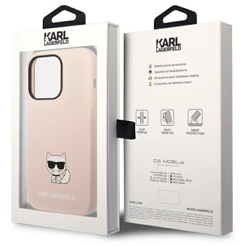 Etui Karl Lagerfeld KLHCP14XSLCTPI do iPhone 14 Pro Max 6,7" hardcase Silicone Choupette Body jasnoróżowy/light pink
