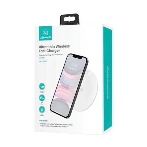 USAMS Ładowarka indukcyjna US-CD149 15W Ultra thin biały/white CD149DZ02