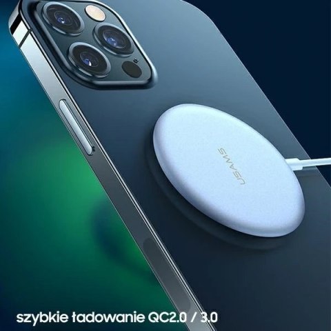 USAMS Ładowarka indukcyjna US-CD160 magnetic W2 15W aluminiowa iPhone 12 series srebrny/silver CD160DZ01