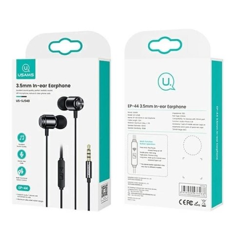 USAMS Słuchawki stereo EP-44 jack 3.5mm czarny/black HSEP4401 (US-SJ548)