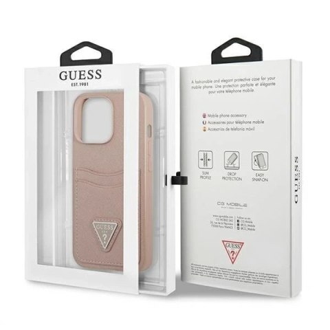 Etui Guess GUHCP13LPSATPP do Apple iPhone 13 Pro / 13 6,1" różowy/pink hardcase SaffianoTriangle Logo Cardslot