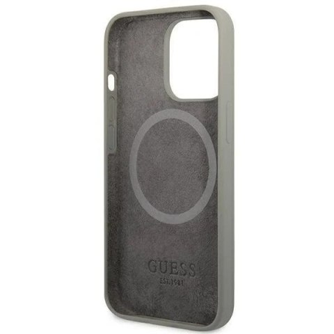 Etui Guess GUHMP13LSPLG do Apple iPhone 13 Pro / 13 6,1" szary/grey hard case Silicone Logo Plate MagSafe