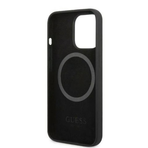 Etui Guess GUHMP13LSPLK do Apple iPhone 13 Pro / 13 6,1" czarny/black hard case Silicone Logo Plate MagSafe