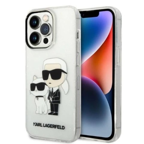 Etui Karl Lagerfeld KLHCP14XHNKCTGT do iPhone 14 Pro Max 6,7" hardcase Gliter Karl&Choupette transparent