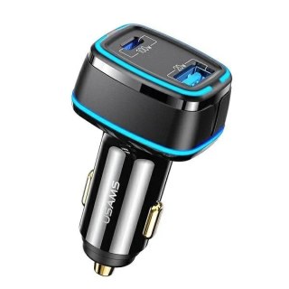 USAMS Ładowarka samochodowa 1xUSB+1xUSB-C C24 120W (only head) Fast Charge czarny/black CC142TC01 (US-CC142)