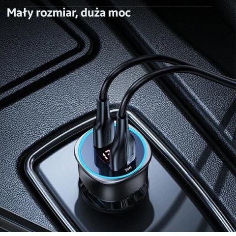 USAMS Ładowarka samochodowa 1xUSB+1xUSB-C C26 95W (only head) Fast Charge czarny/black CC146TC01 (US-CC146)