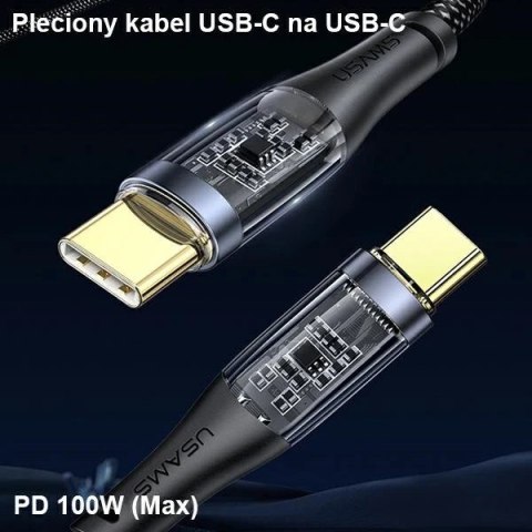 USAMS Ładowarka samochodowa 2xUSB+1xUSB-C 80W Fast Charge + kabel USB-C - USB-C BXLACCTC01