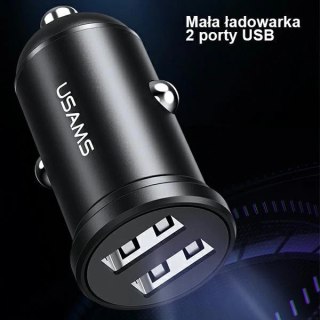 USAMS Ładowarka samochodowa 2xUSB 2,4A Mini czarny/black CC114TC01 (US-CC114)
