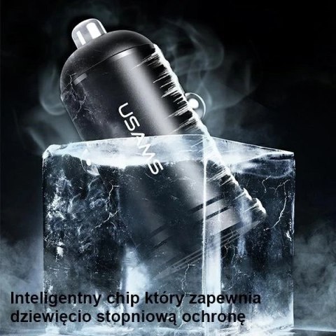 USAMS Ładowarka samochodowa 2xUSB 2,4A Mini czarny/black CC114TC01 (US-CC114)