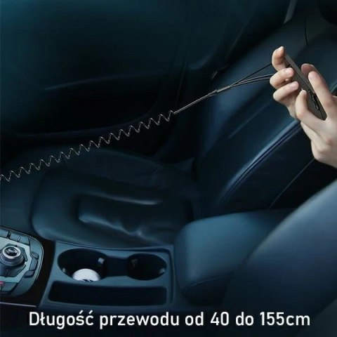 USAMS Ładowarka samochodowa 2x USB+ kable 3w1 C22 (lightning+microUSB+USB-C) czarny/black CC119TC01 (US-CC119)