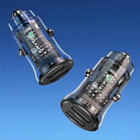 USAMS Ładowarka samochodowa C31 3A 2xUSB-A Fast Charge niebieski/blue CC162CC02 (US-CC162)