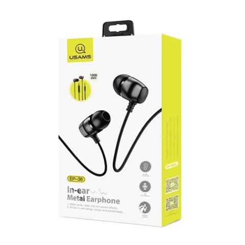 USAMS Słuchawki stereo EP-36 3,5 mm czarny/black HSEP3601