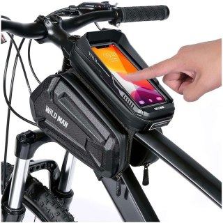 Sakwa rowerowa wodoodporna Wildman Bag XT6 Etui odpinane na telefon 6.8 cali ramę rower torba 1.2l czarna