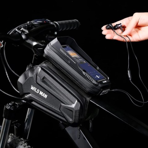 Sakwa rowerowa wodoodporna Wildman Bag XT6 Etui odpinane na telefon 6.8 cali ramę rower torba 1.2l czarna