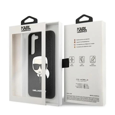 Etui Karl Lagerfeld KLHCS22SSAKHBK S901 do Samsung Galaxy S22 hardcase Saffiano Ikonik Karl`s Head