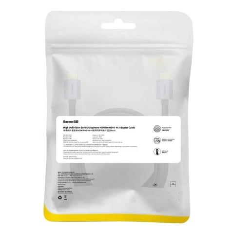 Przewód Baseus High Definition Series kabel HDMI 2.0 4K 60Hz 5m czarny (WKGQ020401)