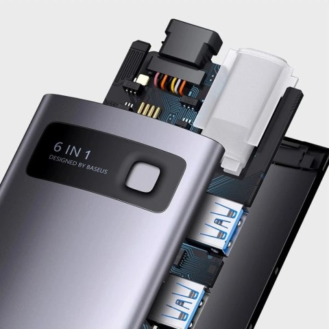 Stacja dokująca HUB Baseus Metal Gleam Series 6 w 1 szary (WKWG030213)