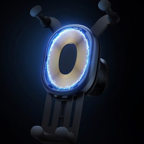 Uchwyt grawitacyjny do telefonu na kratkę Baseus z ładowarką indukcyjną 15W (czarny)