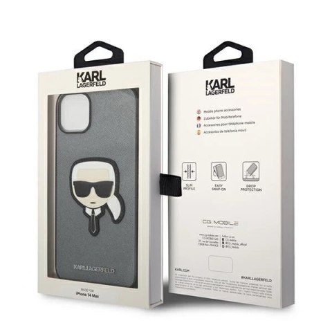 Etui Karl Lagerfeld KLHCP14MSAPKHG do iPhone 14 Plus 6,7" hardcase Saffiano Karl`s Head Patch