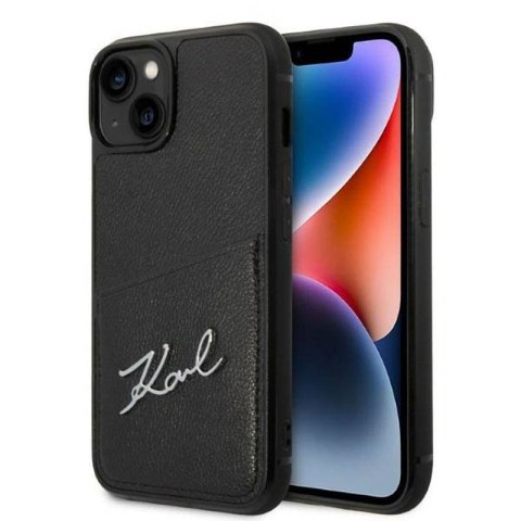 Etui ochronne na telefon Karl Lagerfeld KLHCP14SCSSK do Apple iPhone 14 6,1" hardcase czarny/black Signature Logo Cardslot