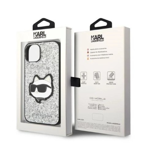 Etui ochronne na telefon Karl Lagerfeld KLHCP14SG2CPS do Apple iPhone 14 6,1" srebrny/silver hardcase Glitter Choupette Patch