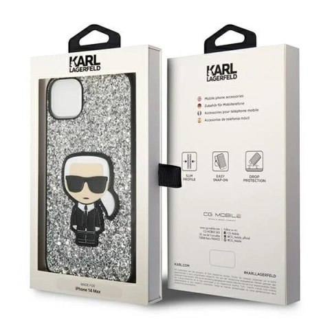 Etui ochronne na telefon Karl Lagerfeld KLHCP14SGFKPG do Apple iPhone 14 6,1" hardcase srebrny/silver Glitter Flakes Ikonik