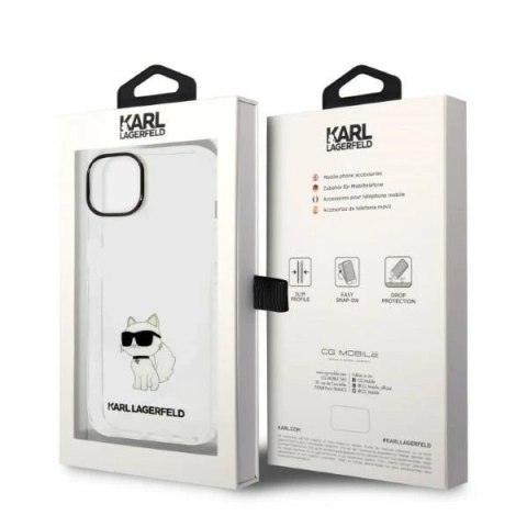 Etui ochronne na telefon Karl Lagerfeld KLHCP14SHNCHTCT do Apple iPhone 14 6,1" transparent hardcase Ikonik Choupette
