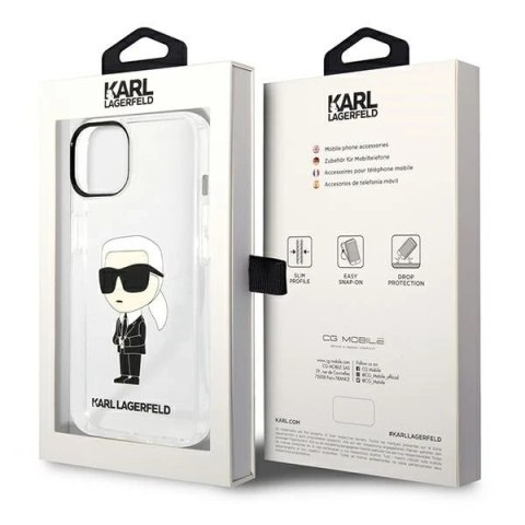 Etui ochronne na telefon Karl Lagerfeld KLHCP14SHNIKTCT do Apple iPhone 14 6,1" transparent hardcase Ikonik Karl Lagerfeld