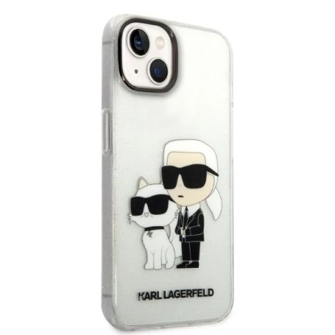 Etui ochronne na telefon Karl Lagerfeld KLHCP14SHNKCTGT do Apple iPhone 14 6,1" transparent hardcase Gliter Karl&Choupette