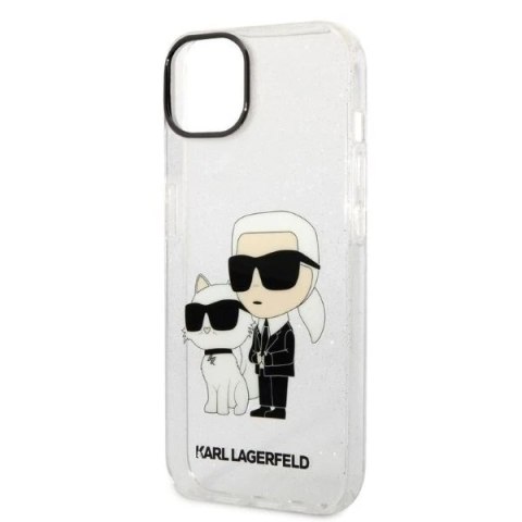 Etui ochronne na telefon Karl Lagerfeld KLHCP14SHNKCTGT do Apple iPhone 14 6,1" transparent hardcase Gliter Karl&Choupette
