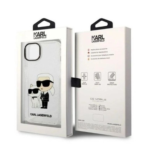Etui ochronne na telefon Karl Lagerfeld KLHCP14SHNKCTGT do Apple iPhone 14 6,1" transparent hardcase Gliter Karl&Choupette