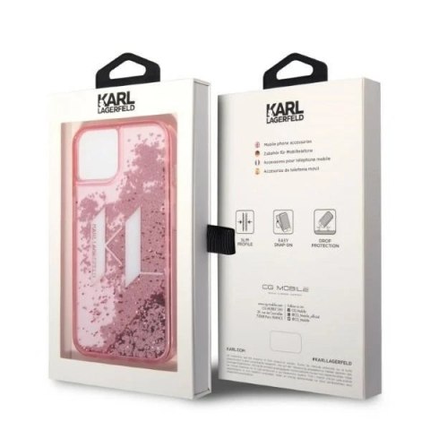 Etui ochronne na telefon Karl Lagerfeld KLHCP14SLBKLCP do Apple iPhone 14 6,1" różowy/pink hardcase Liquid Glitter Big KL