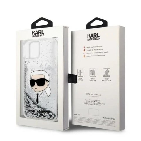 Etui ochronne na telefon Karl Lagerfeld KLHCP14SLNKHCH do Apple iPhone 14 6,1" srebrny/silver hardcase Glitter Karl Head