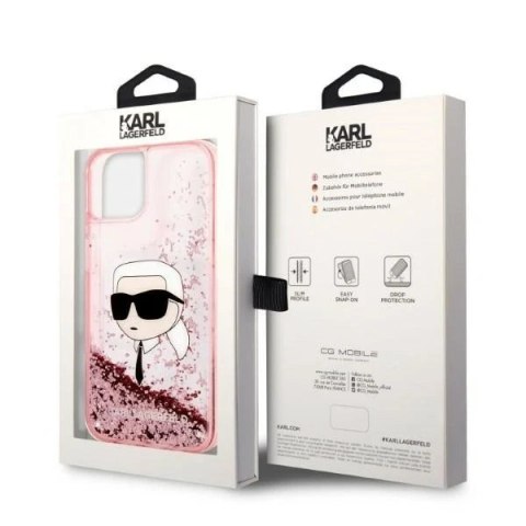 Etui ochronne na telefon Karl Lagerfeld KLHCP14SLNKHCP do Apple iPhone 14 6,1" różowy/pink hardcase Glitter Karl Head