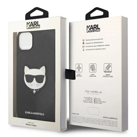 Etui ochronne na telefon Karl Lagerfeld KLHCP14SSAPCHK do Apple iPhone 14 6,1" hardcase czarny/black Saffiano Choupette Head Pat