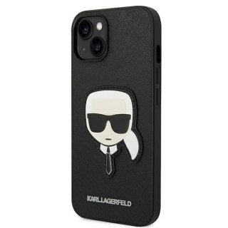 Etui ochronne na telefon Karl Lagerfeld KLHCP14SSAPKHK do Apple iPhone 14 6,1" czarny/black hardcase Saffiano Karl`s Head Patch